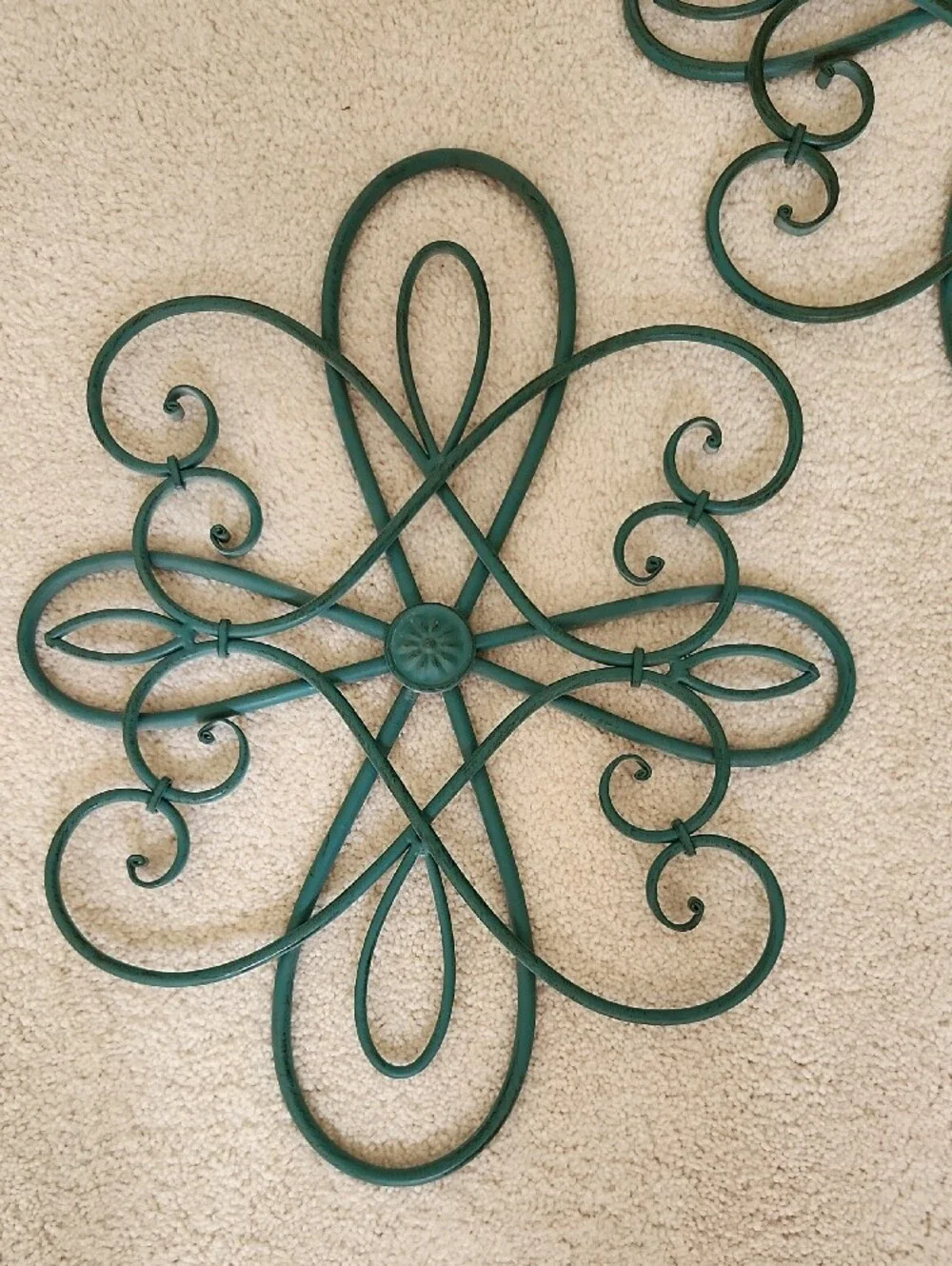 Ornate Teal Metal Wall Accents - Set of 2